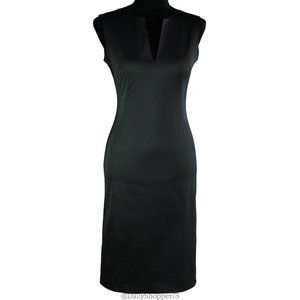 JACOB Women's Silky Black V-Neck Sleeveless Sheath Dress